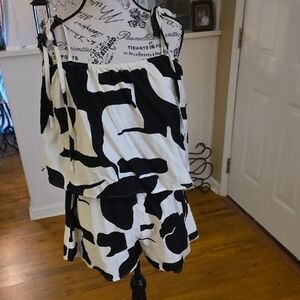 Black & White Tie-Shoulder Romper